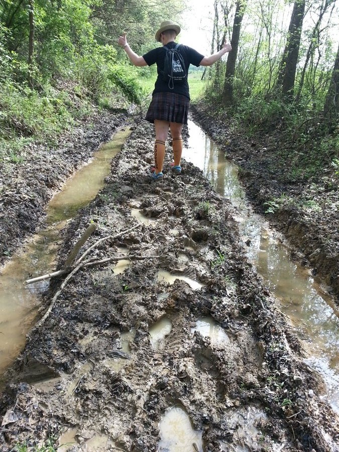 Beaver gallops through the mud